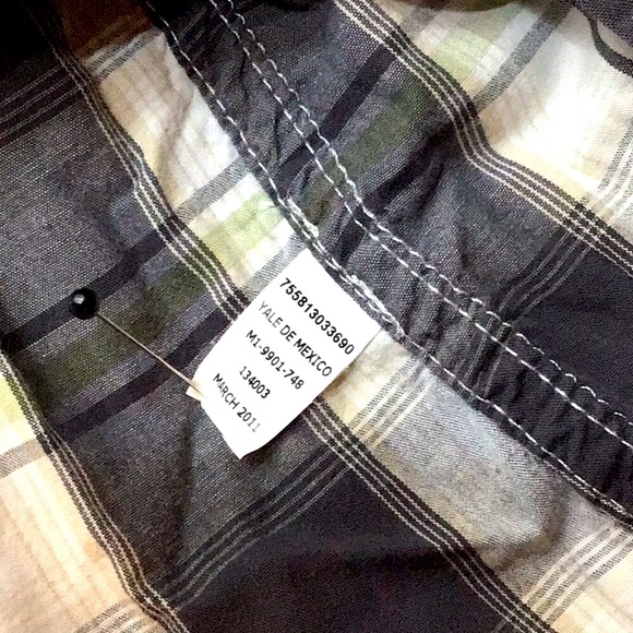 🌵GPH SUPPLY CO White Grey Plaid Western Pearl Snap Roll Tab Long Sleeve - Picture 6 of 7